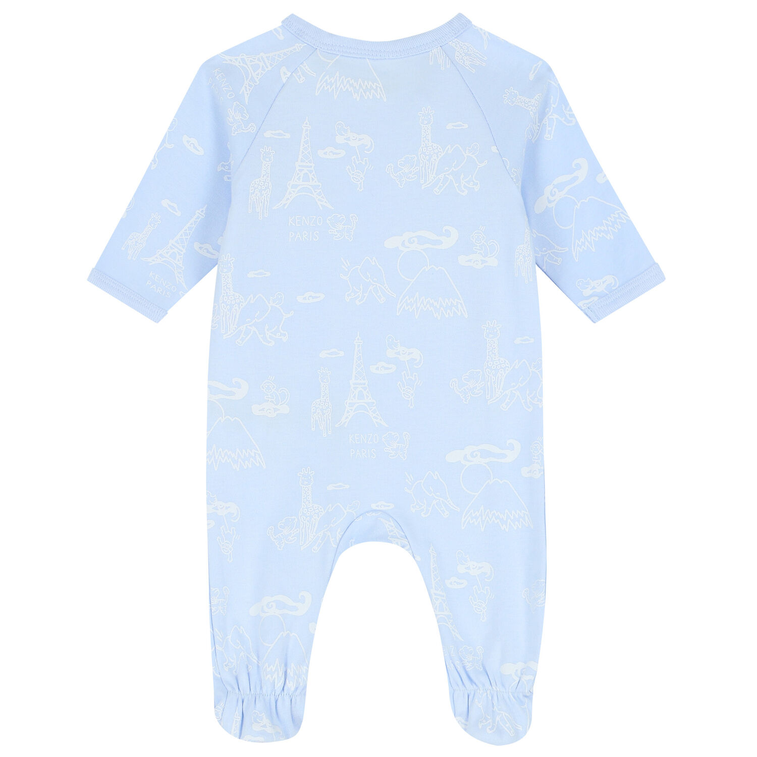 Baby Boys Blue & Ivory Logo & Animals Babygrows ( 2-Pack ), 1, hi-res